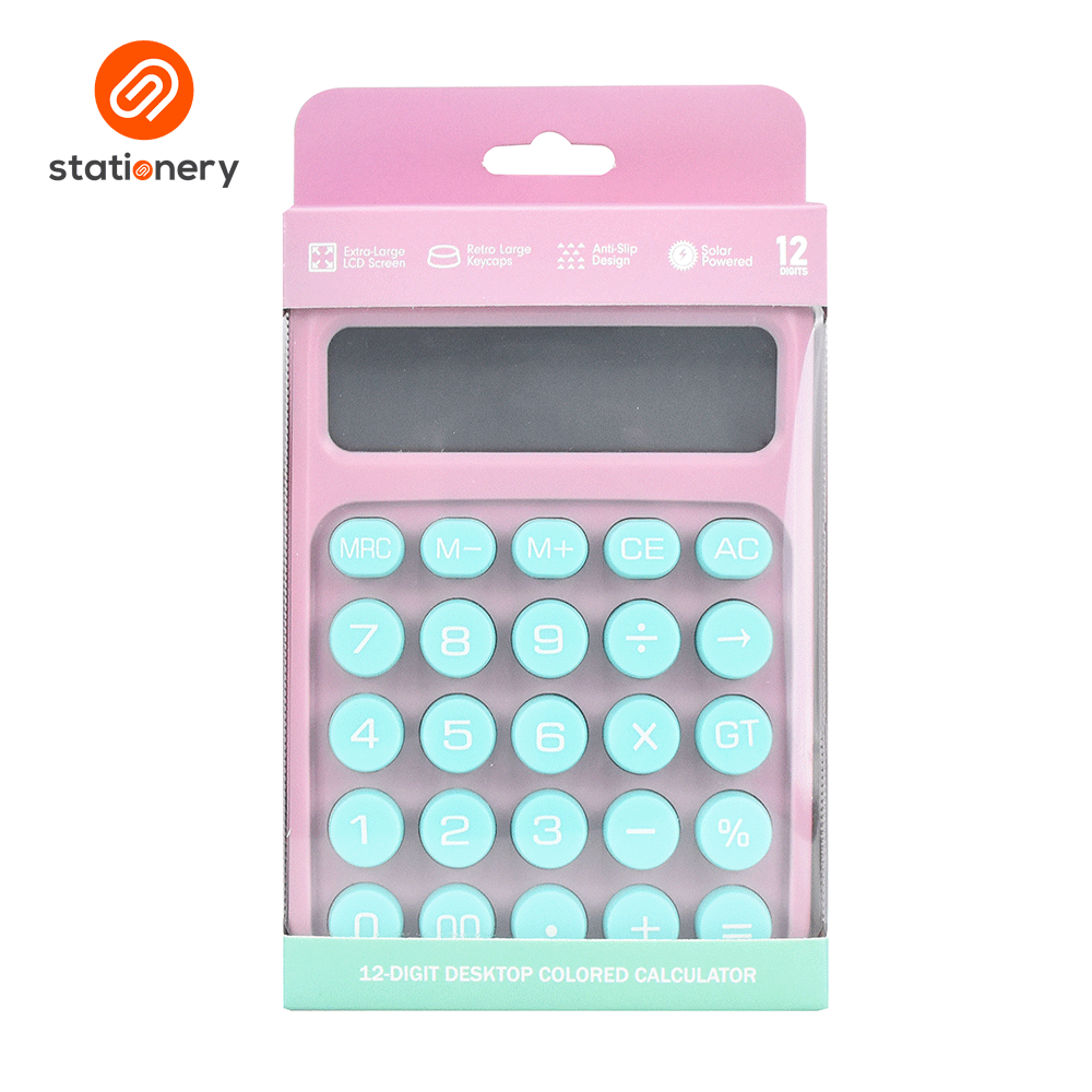 12 Digits Desktop Colored Calculator with Solar-zoom-11