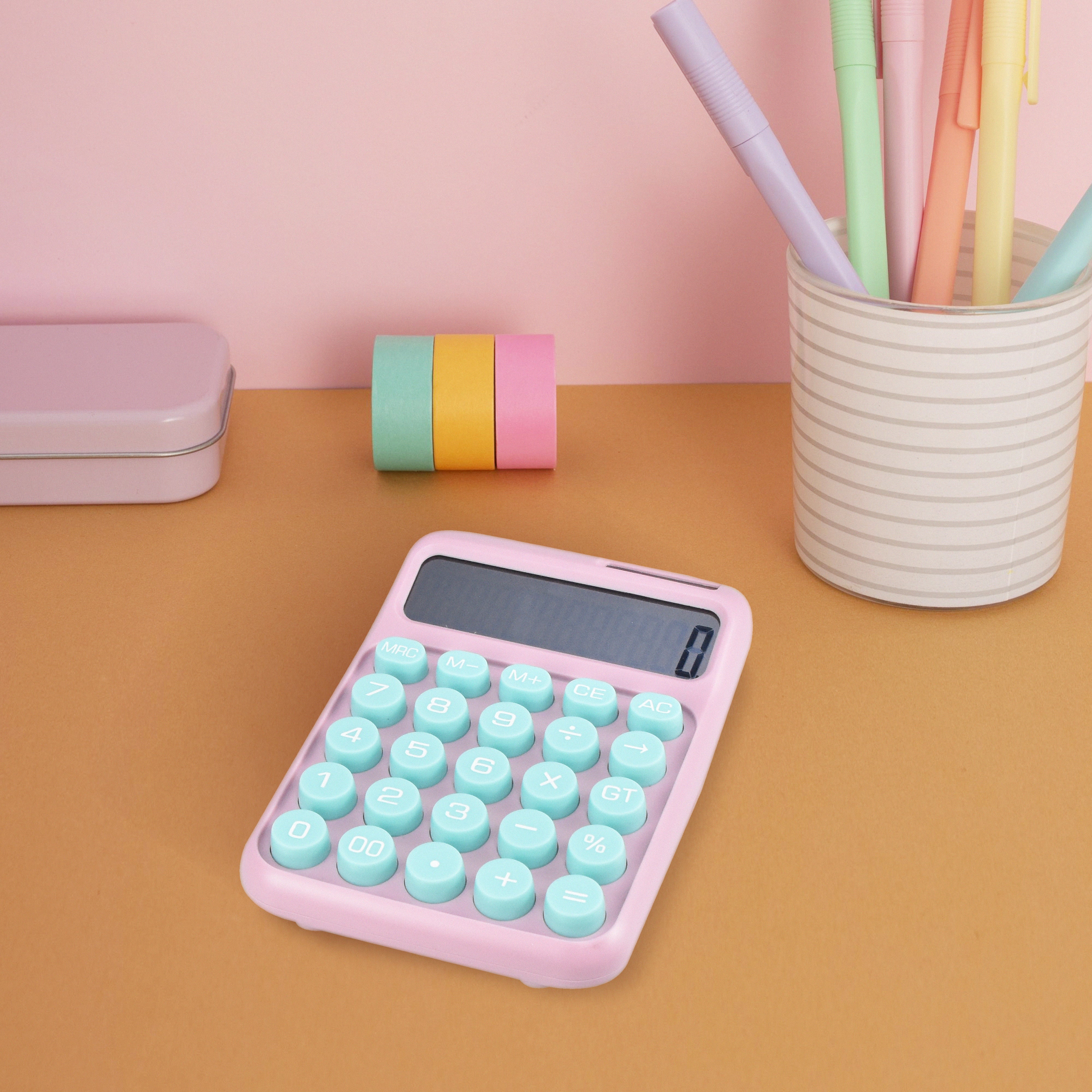 12 Digits Desktop Colored Calculator with Solar-zoom-4
