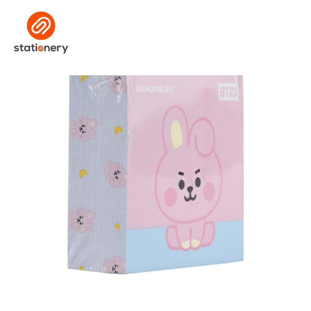 Cartoon notebook with pink cover featuring a character on a white background, branded 'stationery'.