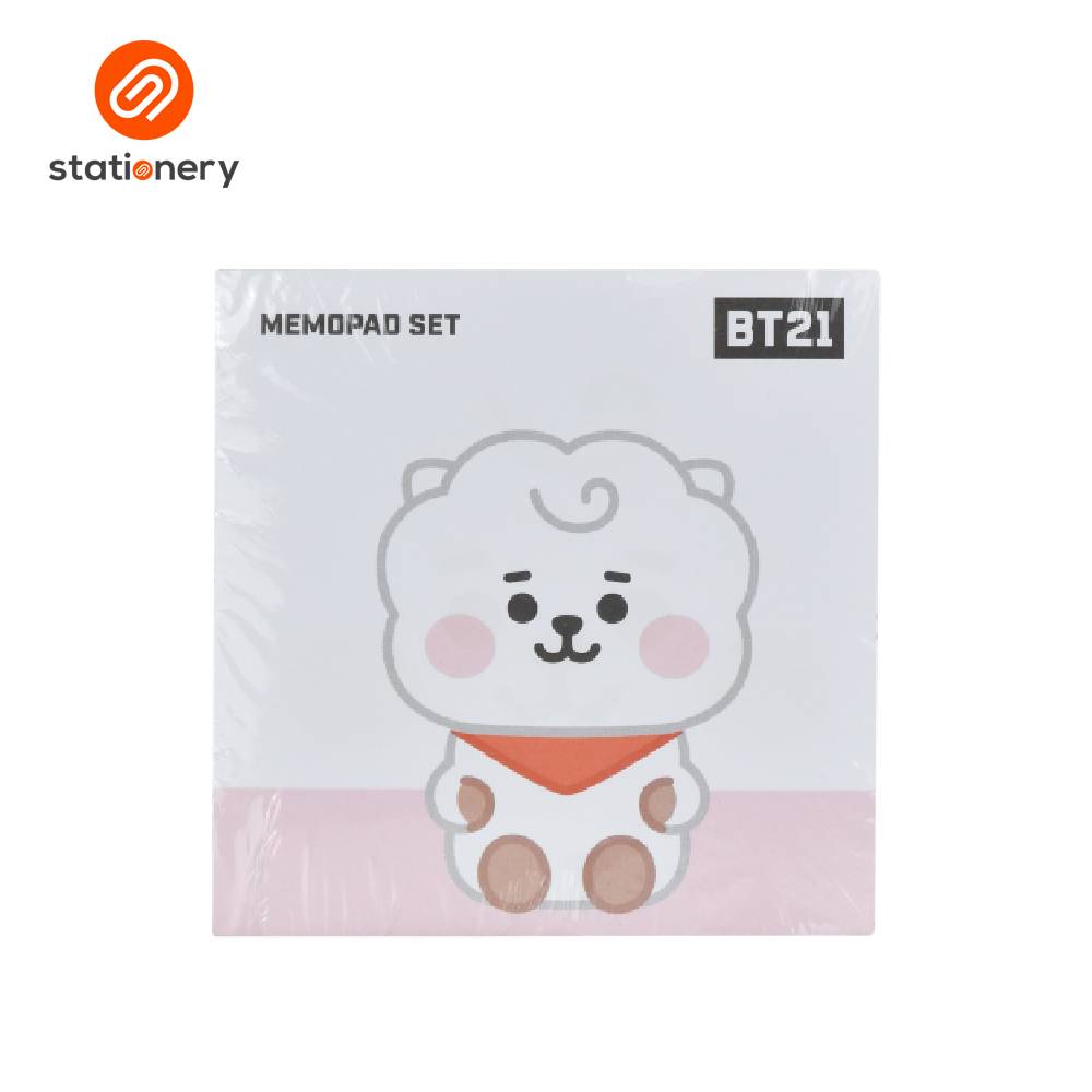 Memopad set with BT21 character packaging on a white background