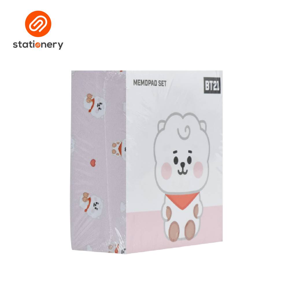 Memopad set packaging with BT21 character on a white background