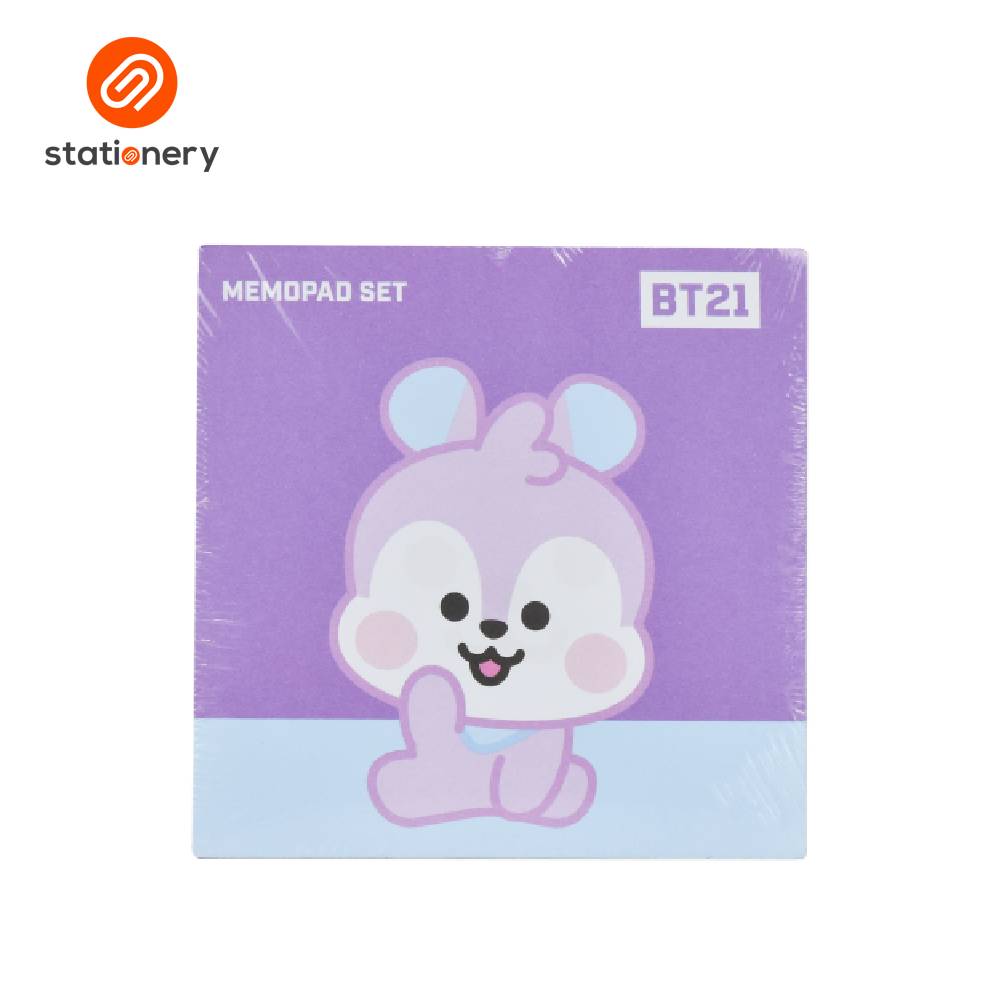 Memopad set with BT21 character on a purple background