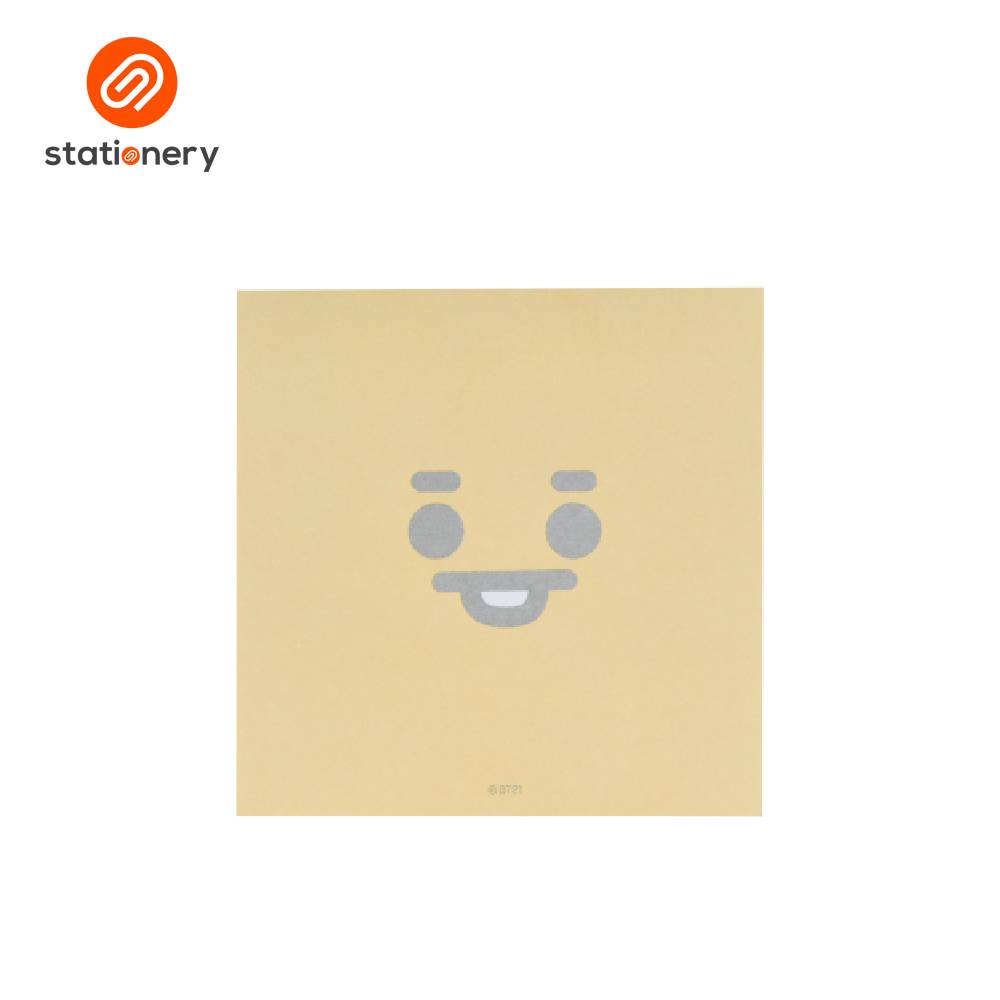 Beige notebook with a smiley face design on a white background, featuring the 'stationery' brand.