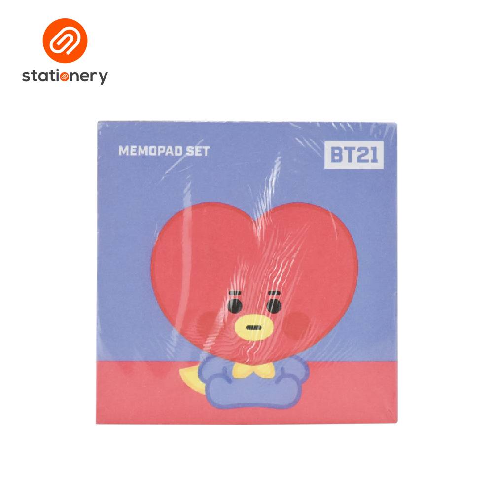 Memopad set with BT21 character packaging on a white background
