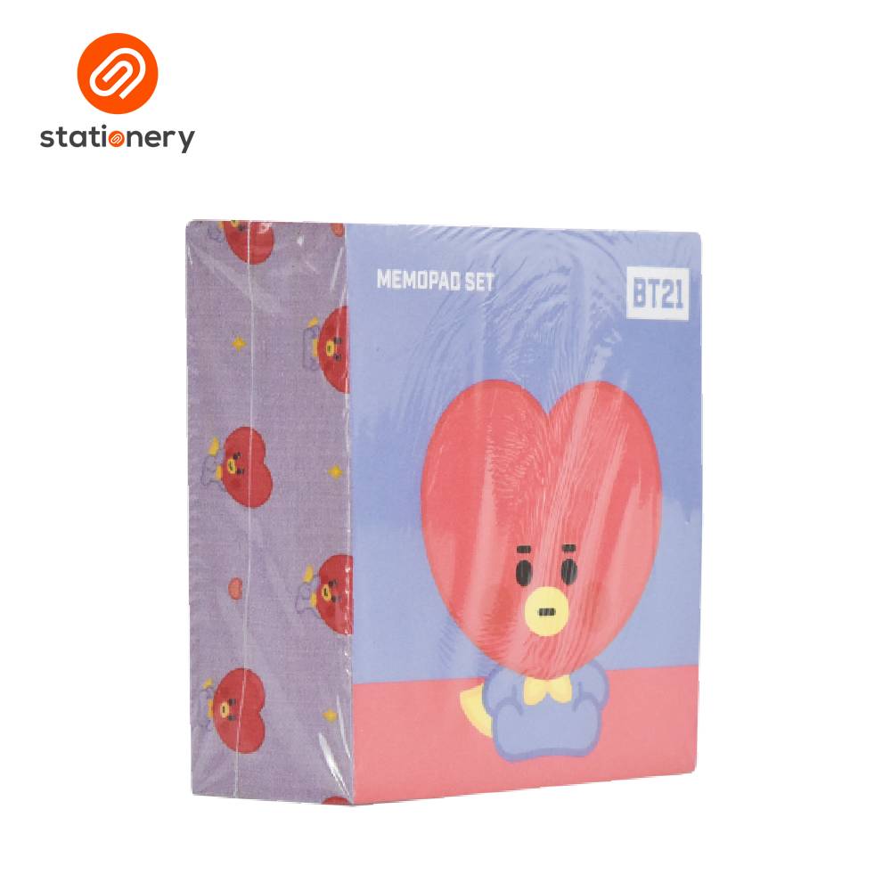 Memopad set packaging with BT21 character on a white background