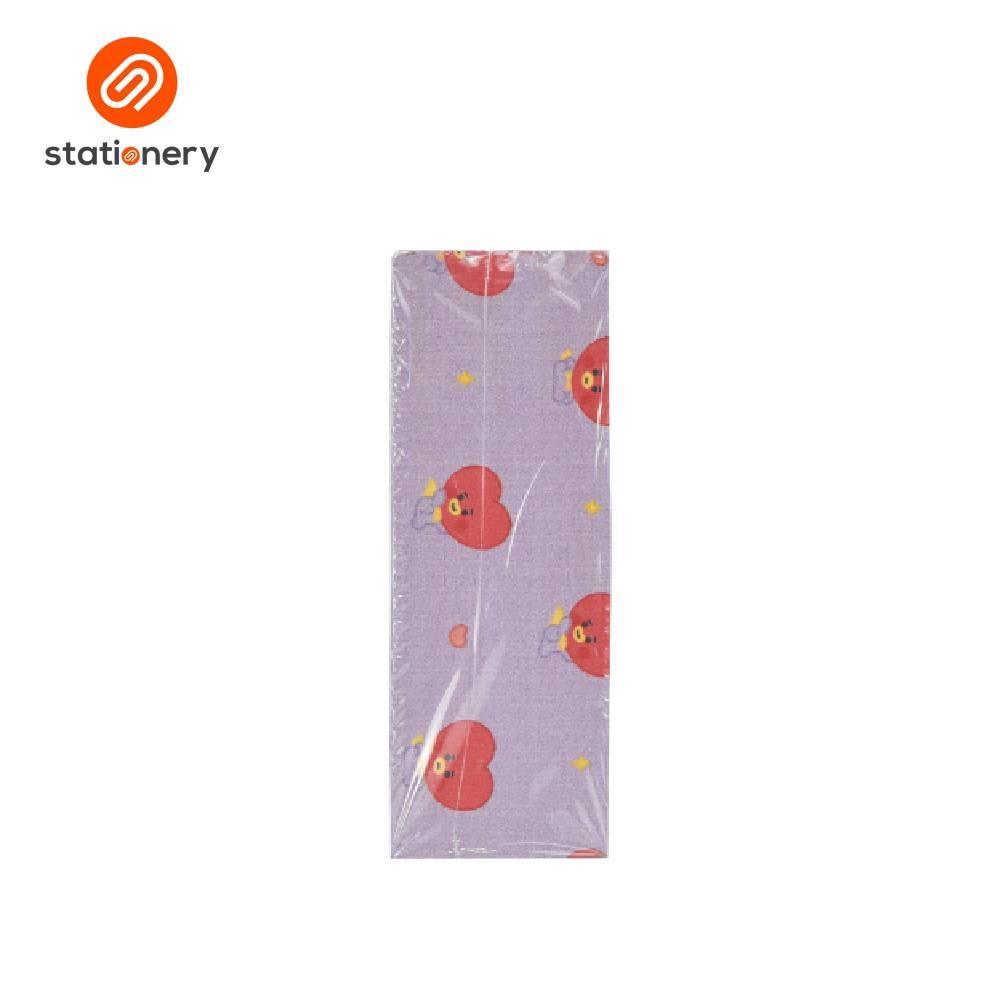 Packaged product with red apple design on a purple background, branded 'stationery'.