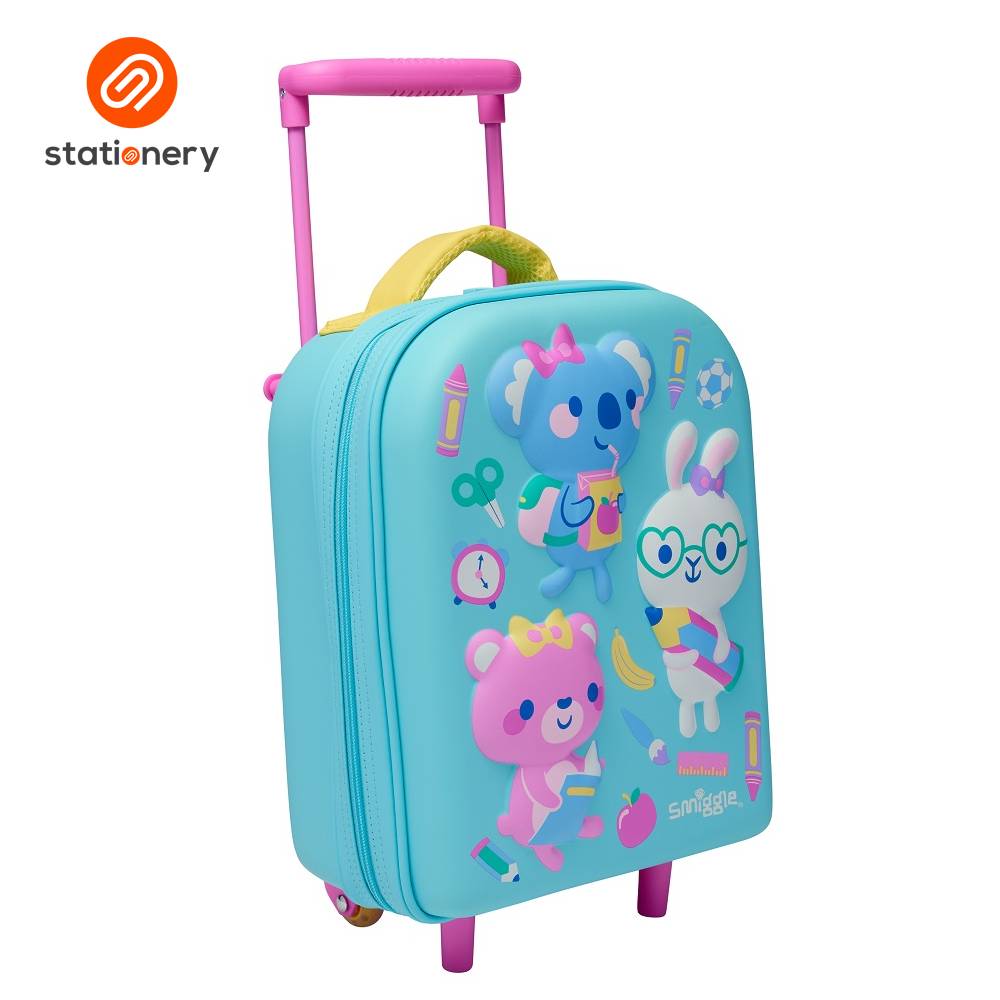 Smiggle Ready Set Go Teeny Tiny Hardtop Trolley Bag - Aqua-3