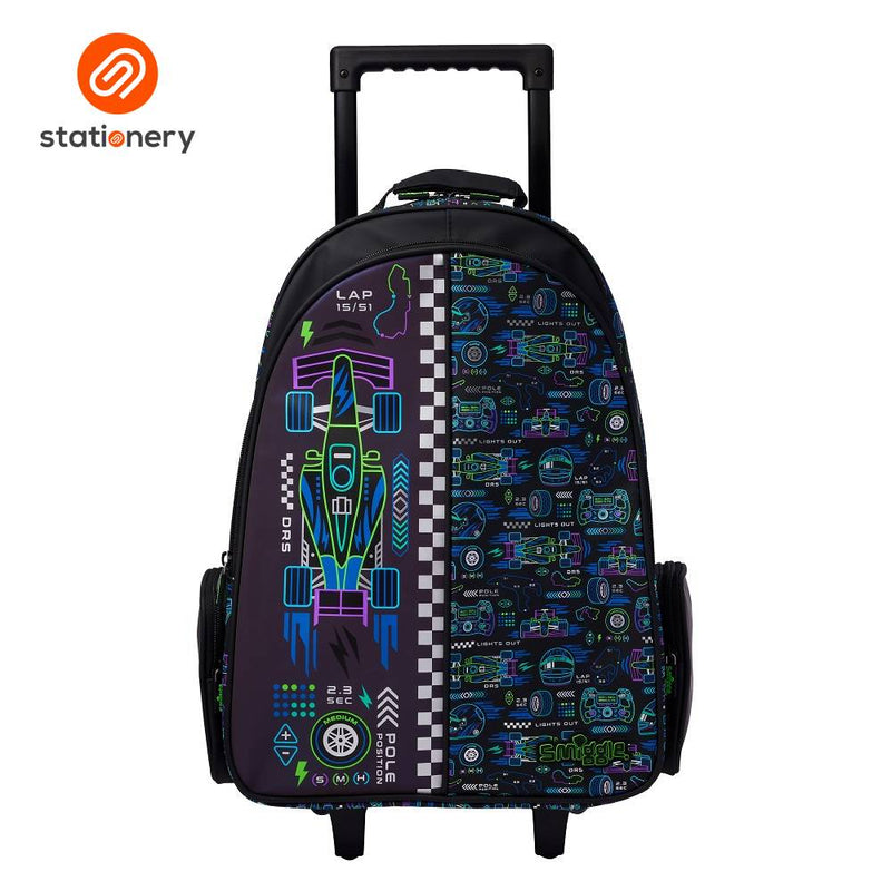 Smiggle Accelerate Trolley Backpack With Light Up Wheels - Black-zoom-