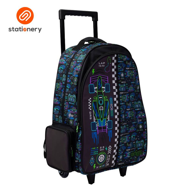 Smiggle Accelerate Trolley Backpack With Light Up Wheels - Black-zoom-
