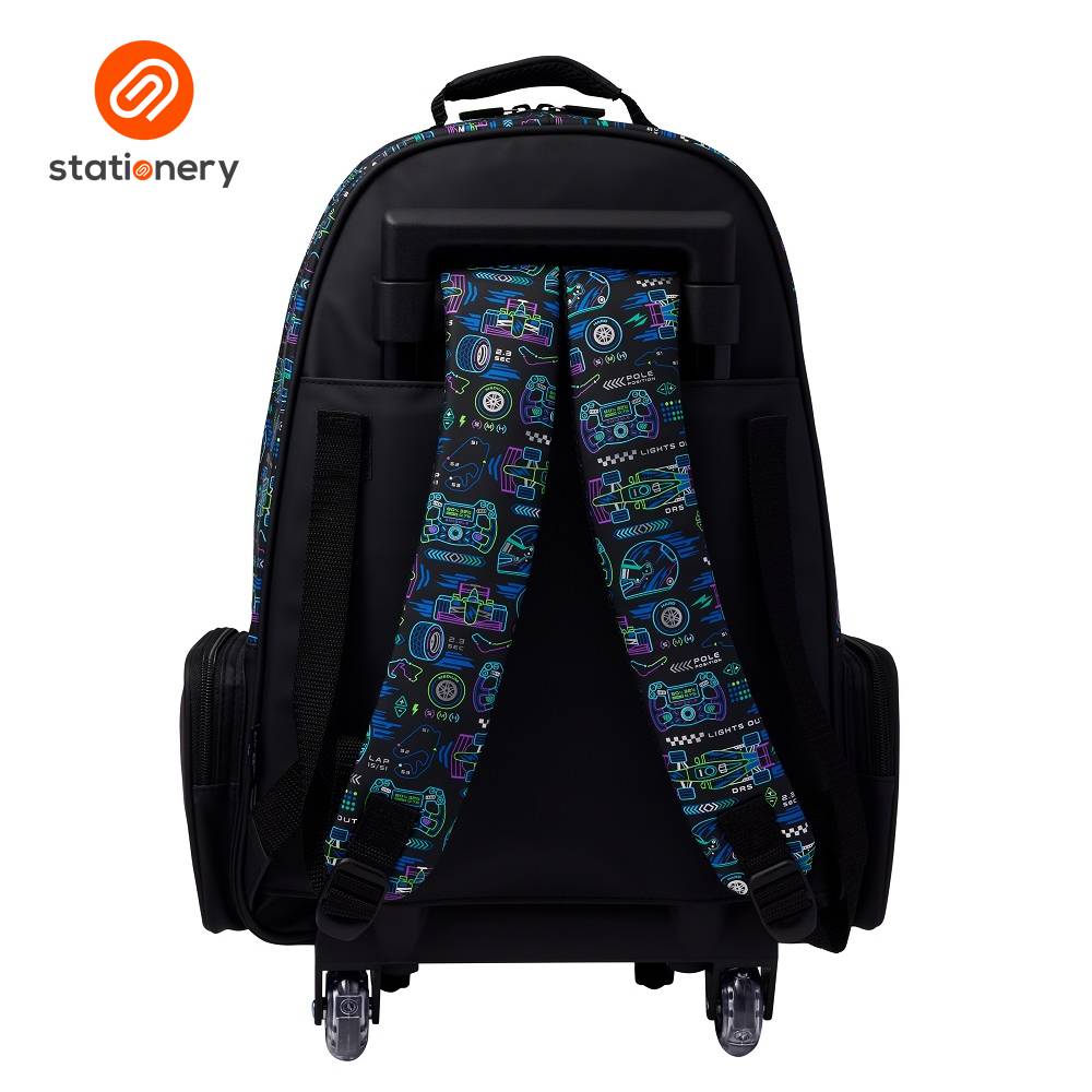 Smiggle Accelerate Trolley Backpack With Light Up Wheels - Black-zoom-4