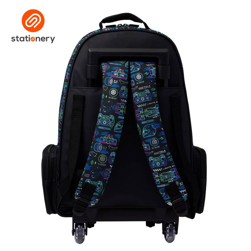 Smiggle Accelerate Trolley Backpack With Light Up Wheels - Black-zoom-