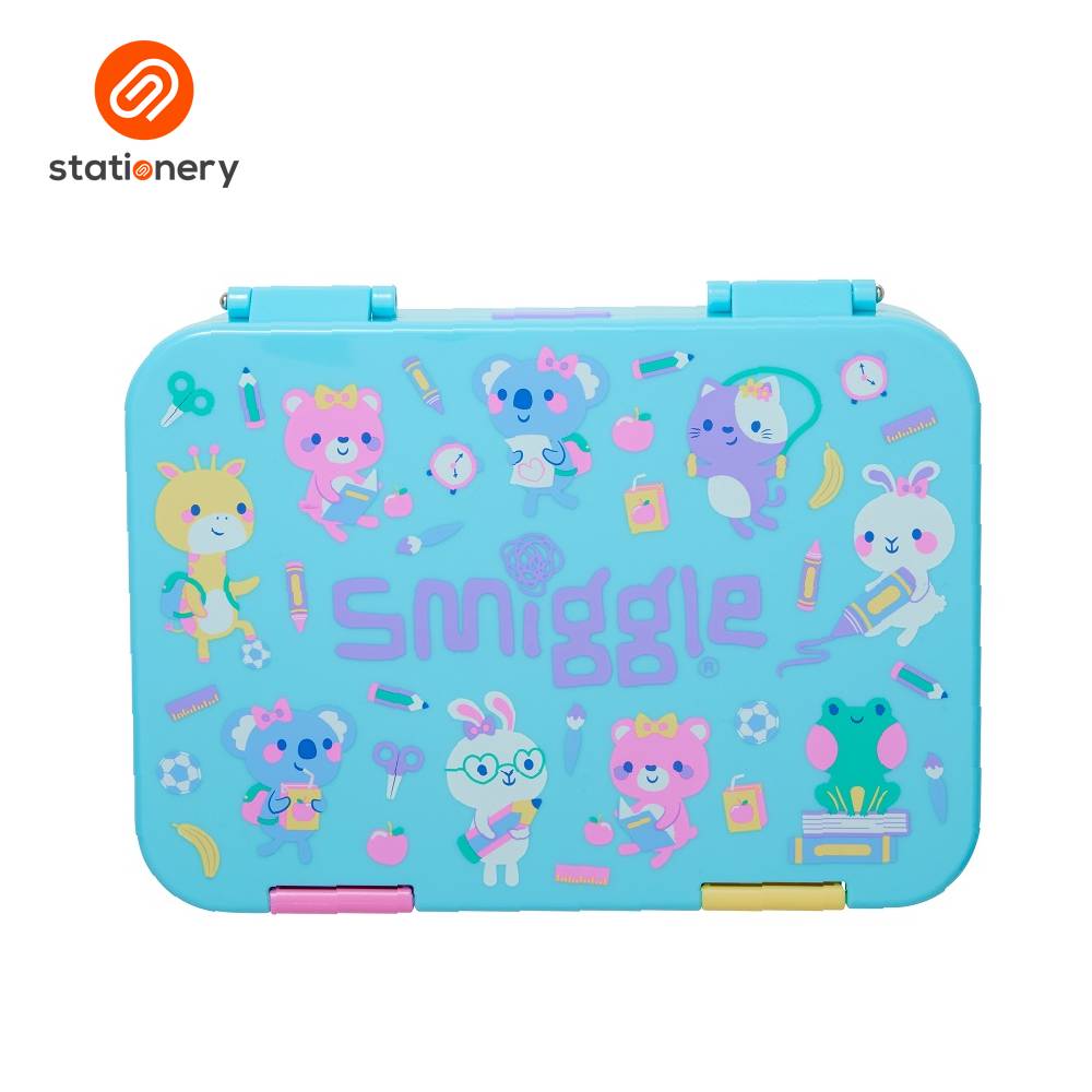 Smiggle Ready Set Go Medium Bento Lunchbox - Aqua-zoom-1