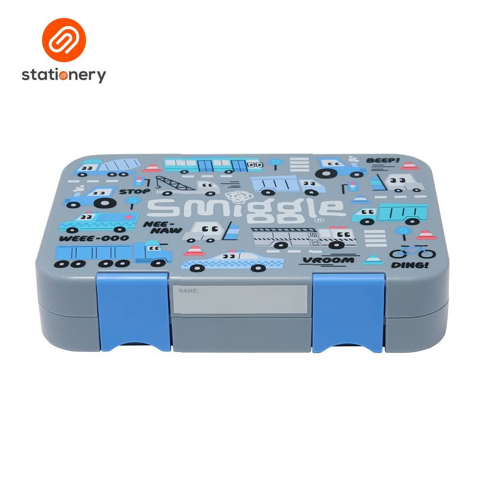 Smiggle Ready Set Go Medium Bento Lunchbox - Grey-zoom-3