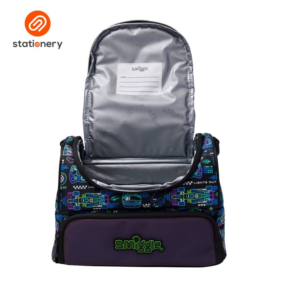 Smiggle Accelerate Large Lunchbox With Strap - Black-zoom-2