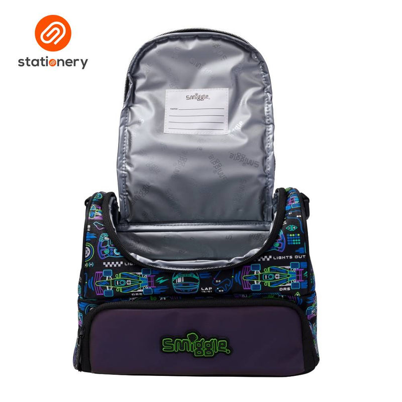 Smiggle Accelerate Large Lunchbox With Strap - Black-zoom-