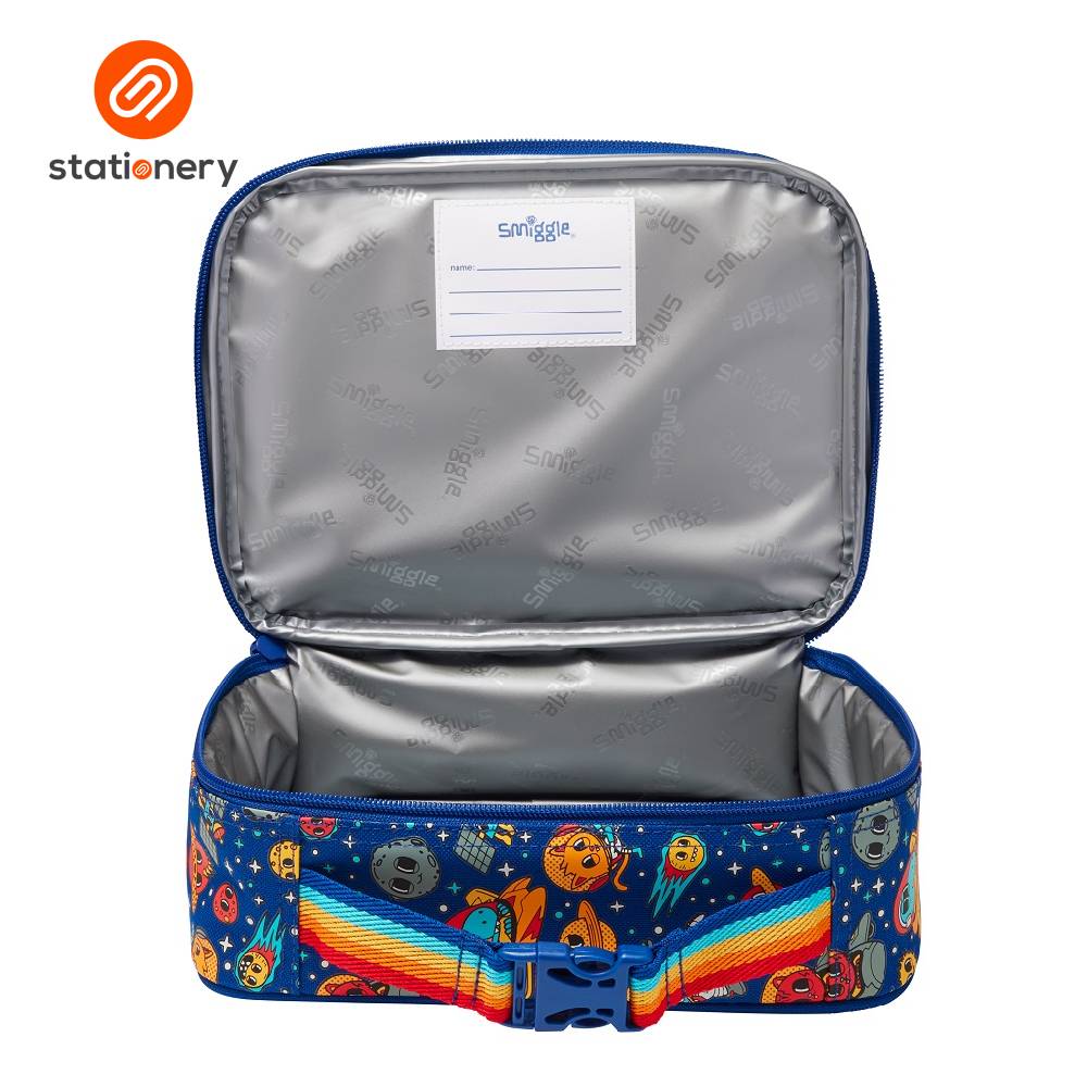 Smiggle Ready Set Go Teeny Tiny Square Lunchbox - Navy-2
