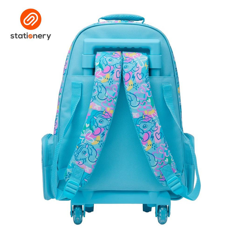 Smiggle Bright Eyes Trolley Backpack With Light Up Wheels - Mint-zoom-