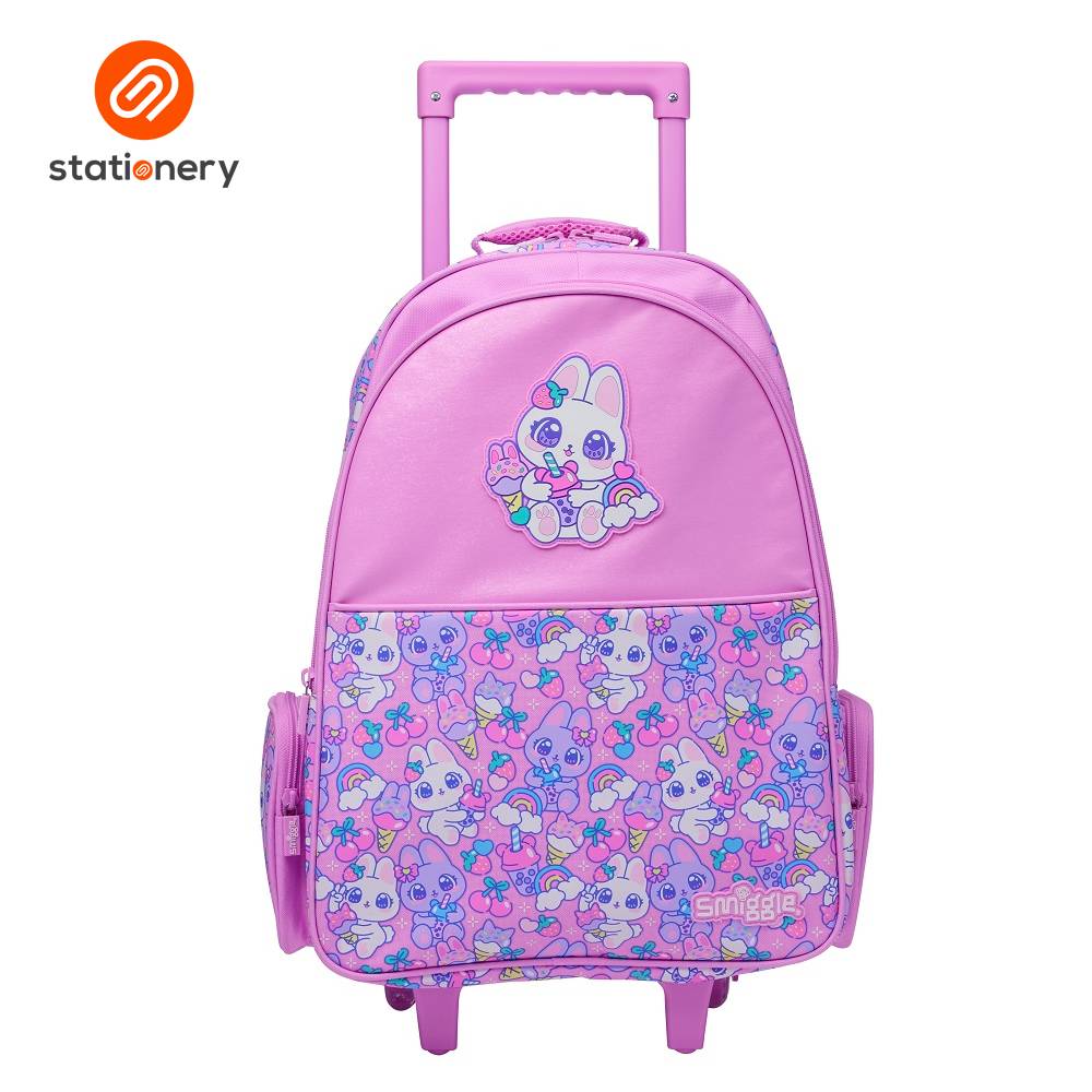Smiggle Bright Eyes Trolley Backpack With Light Up Wheels - Pink
