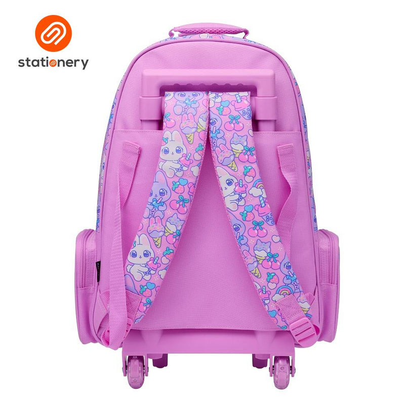 Smiggle Bright Eyes Trolley Backpack With Light Up Wheels - Pink-zoom-