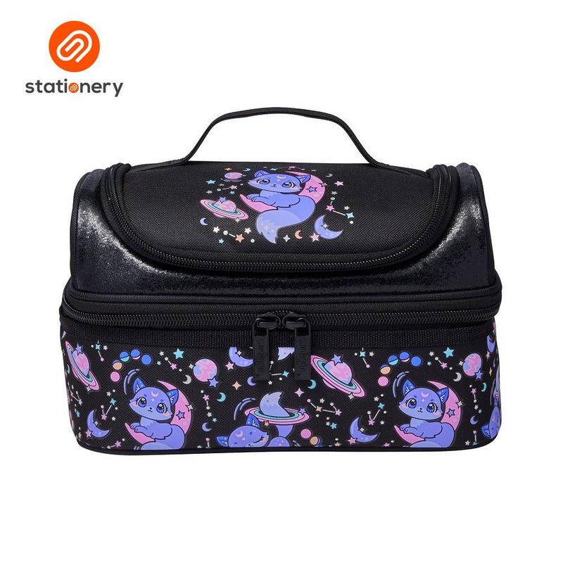 Smiggle Bright Eyes Double Decker Lunchbox - Black Mix-zoom-