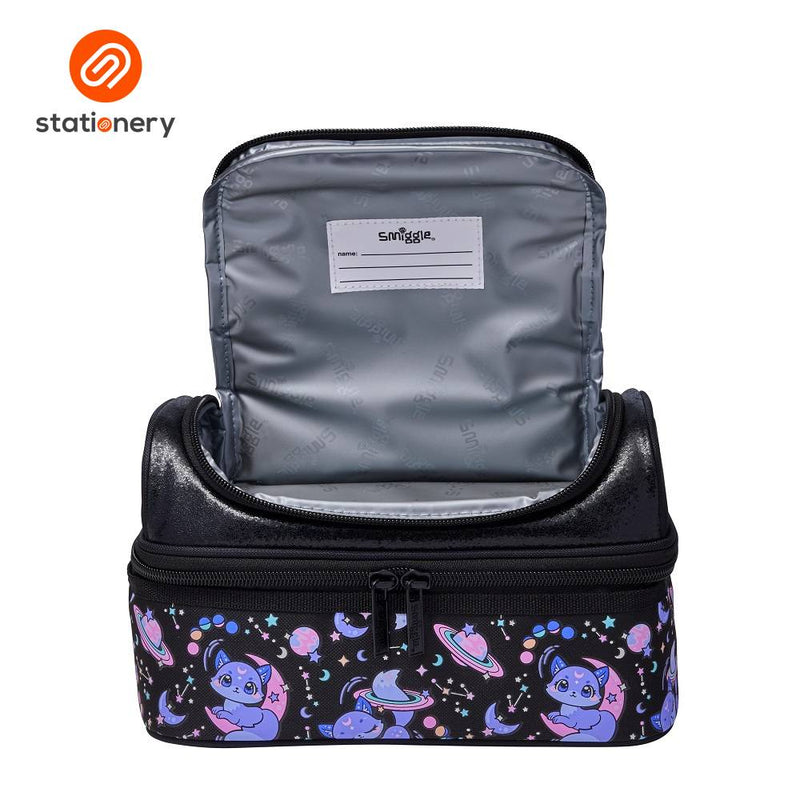 Smiggle Bright Eyes Double Decker Lunchbox - Black Mix-zoom-