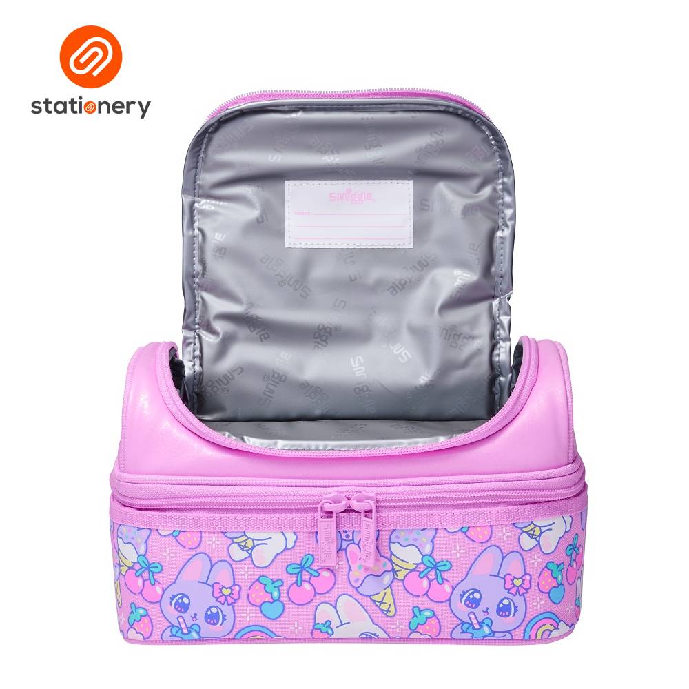 Smiggle Bright Eyes Double Decker Lunchbox - Pink-2