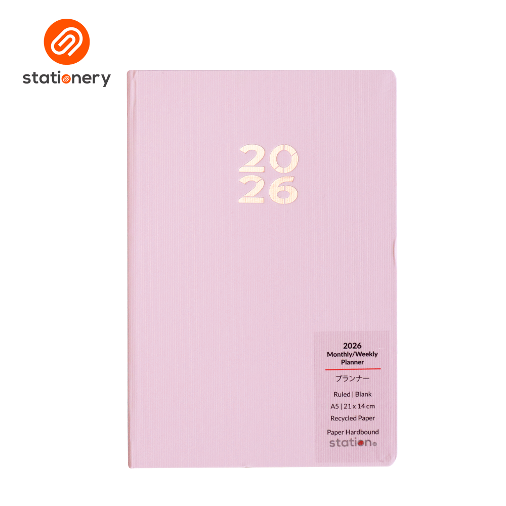 2026 Weekly Planner Textured Notebook HB Cover A5 - Pink-zoom-3