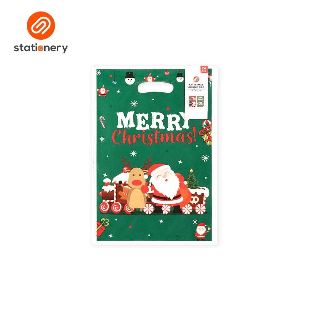 2025 Christmas Goodie Bag with Die Cut Handle 24's - Santa Green-1