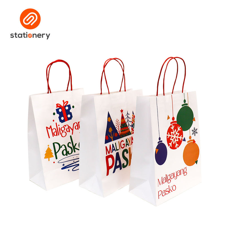 Maligayang Pasko White Gift Bag Pack of 3 - Medium-zoom-