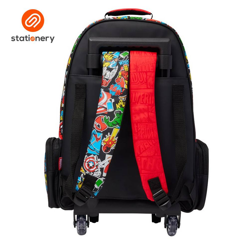 Smiggle Marvel Trolley Backpack With Light Up Wheels - Black-zoom-