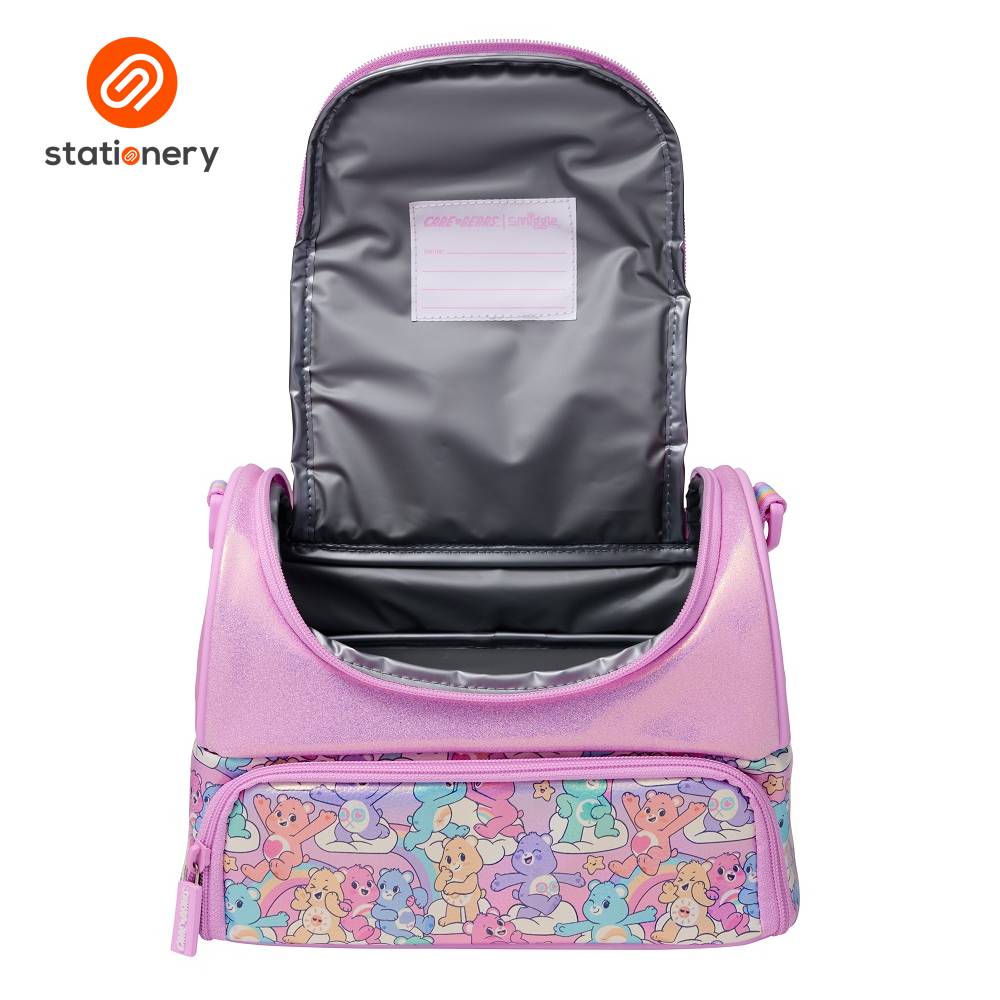 Smiggle Care Bears Large Double Compartment Lunchbox With Strap - Mix