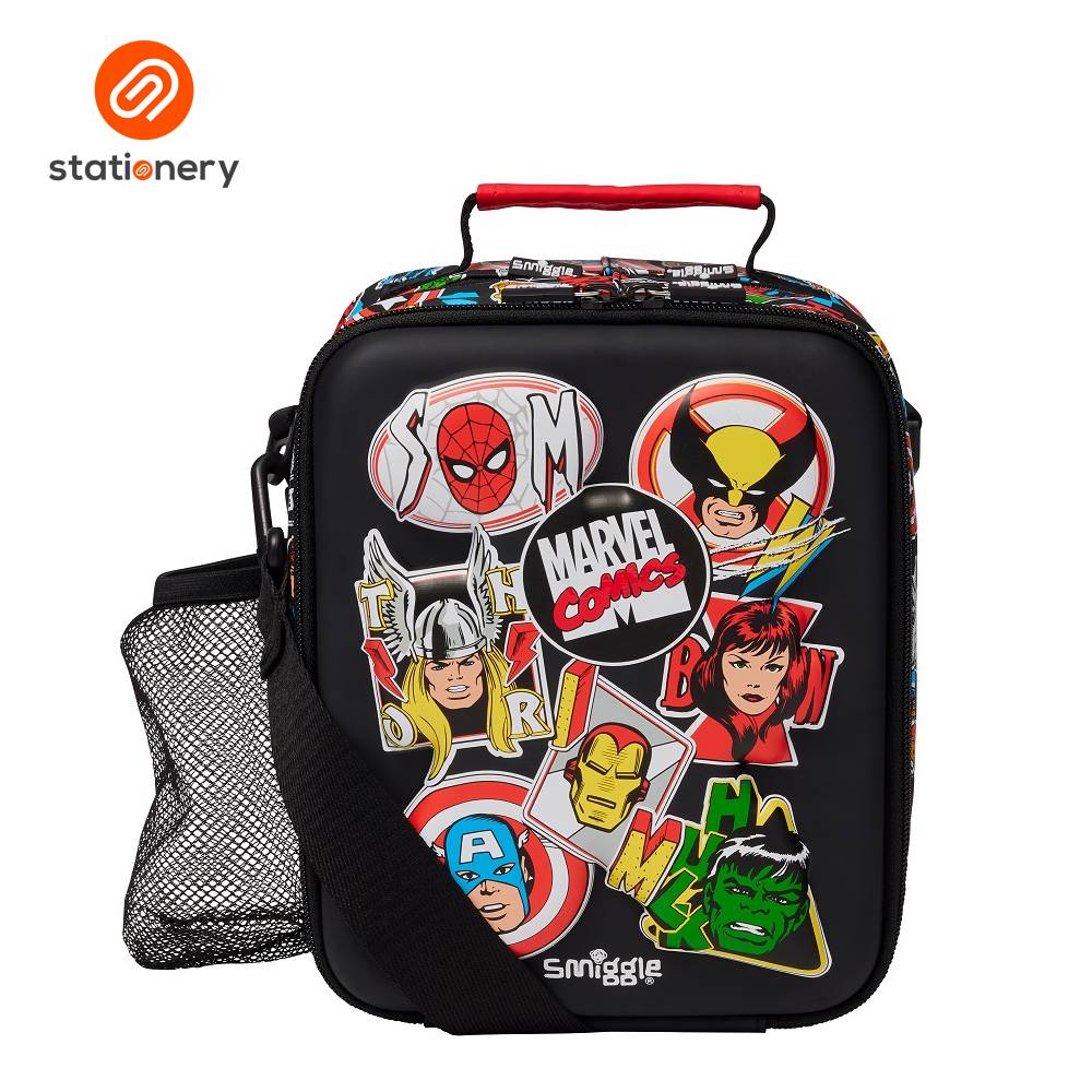 Smiggle Marvel Hardtop Level Lunchbox With Strap - Black