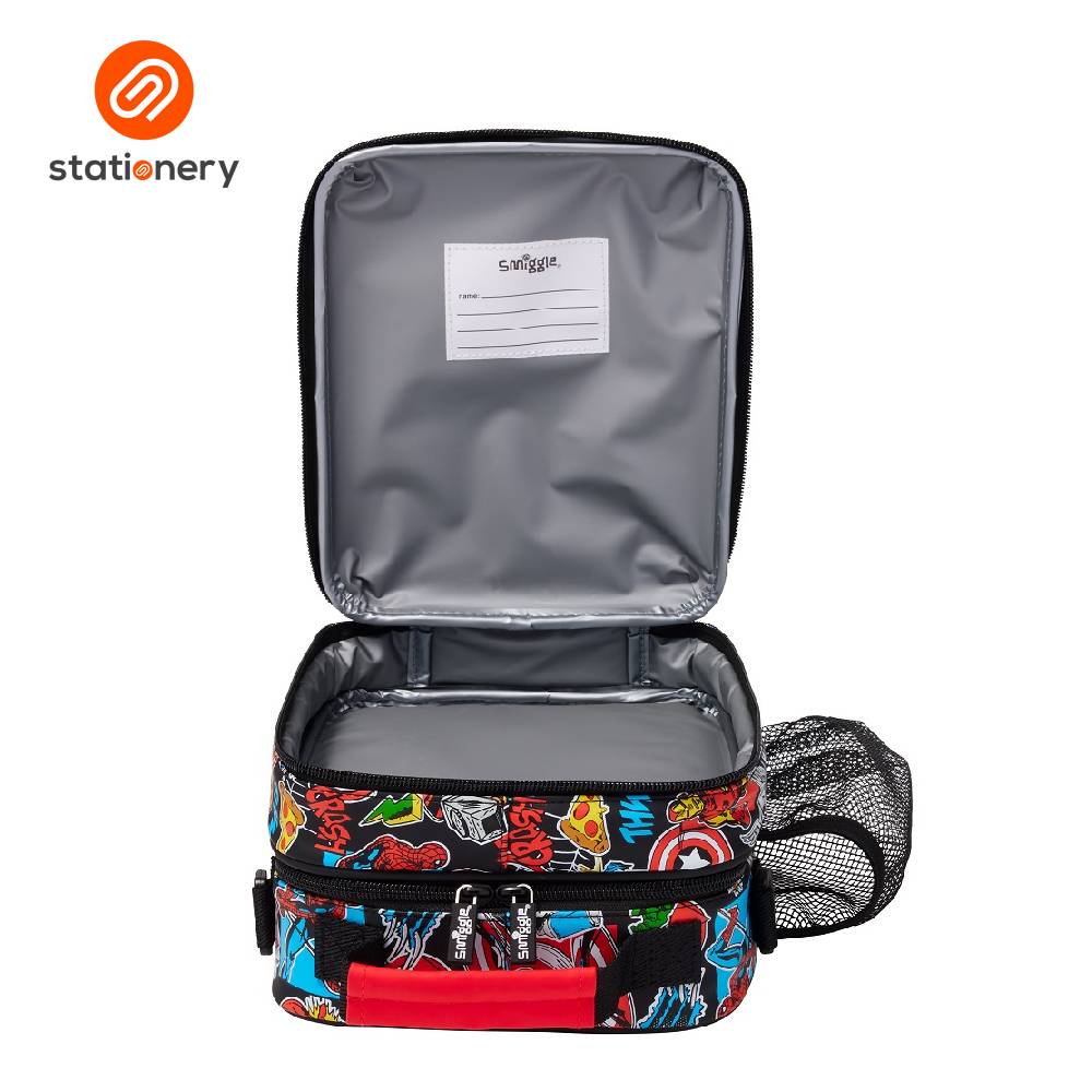 Smiggle Marvel Hardtop Level Lunchbox With Strap - Black-zoom-2