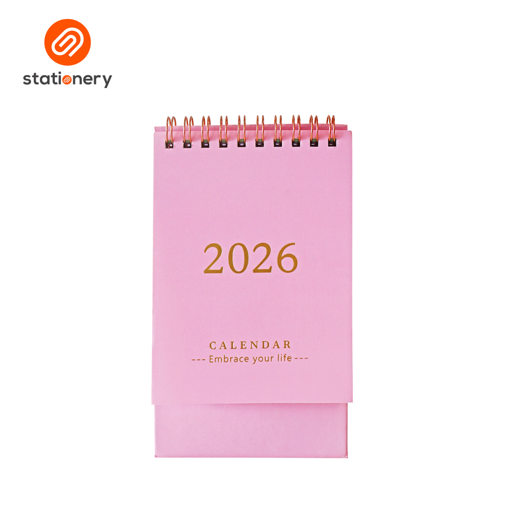 2026 Mini Standing Flip Desk Calendar - Pink-1