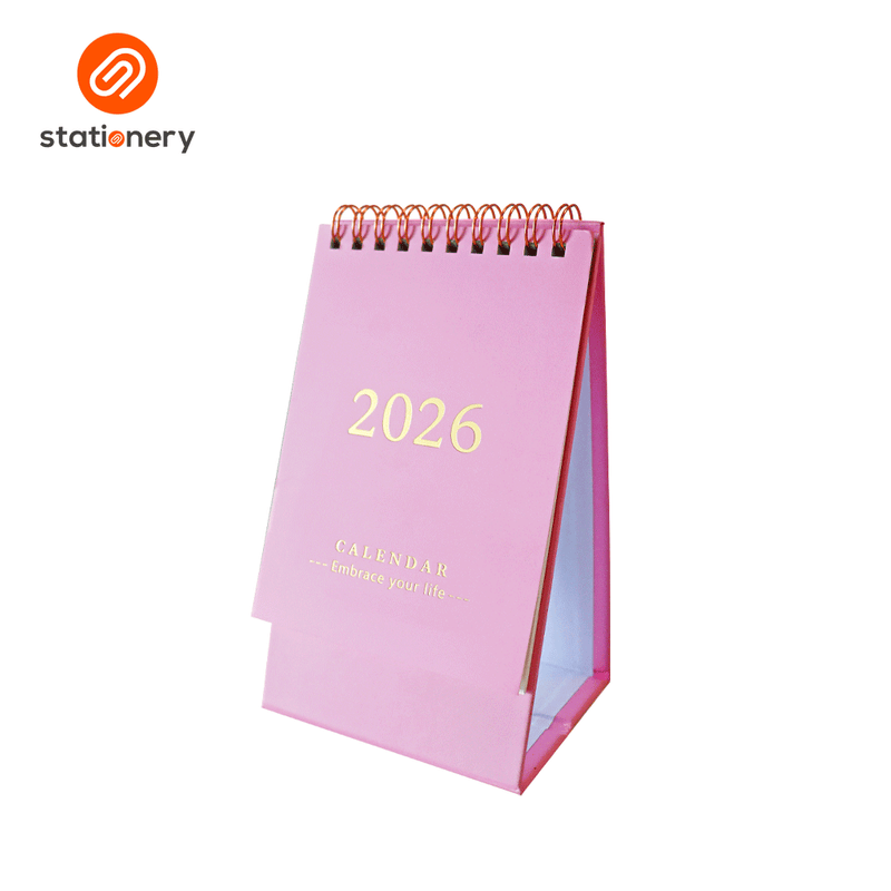 2026 Mini Standing Flip Desk Calendar - Pink-zoom-
