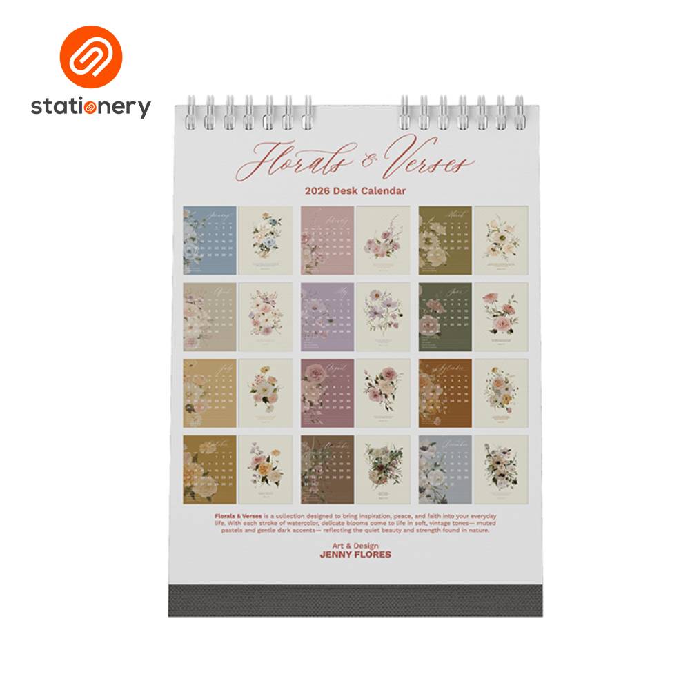 2026 Desk Calendar Florals & Verses 6 x 8"-6