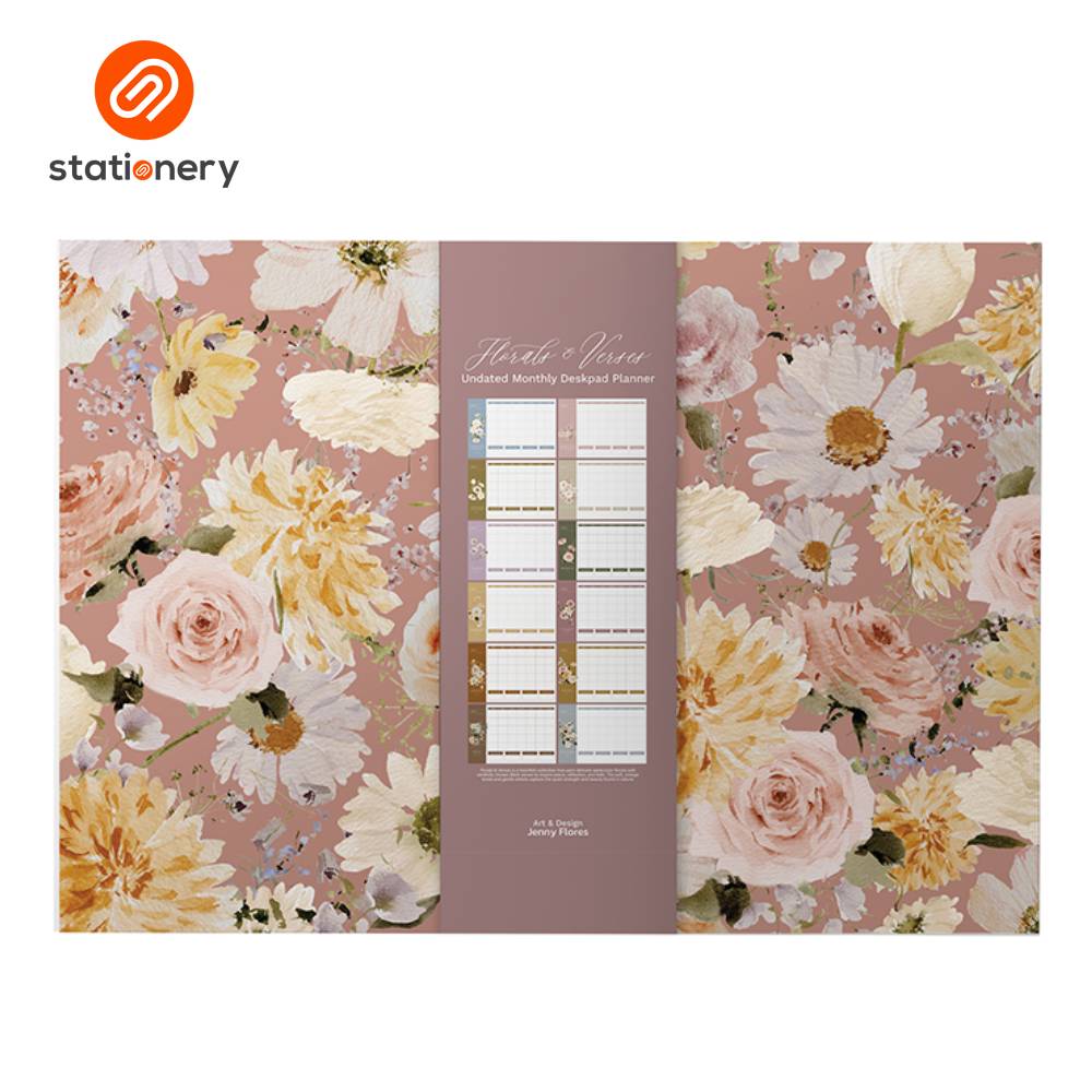 2026 Undated Monthly Deskpad Planner Florals & Verses 9.8" x 13.9"-4