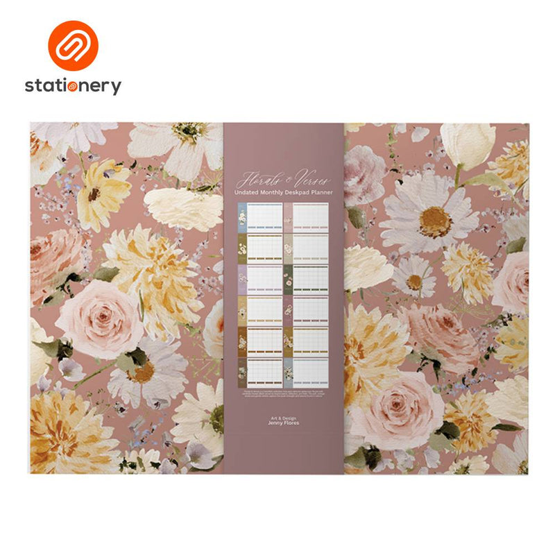 2026 Undated Monthly Deskpad Planner Florals & Verses 9.8" x 13.9"-zoom-