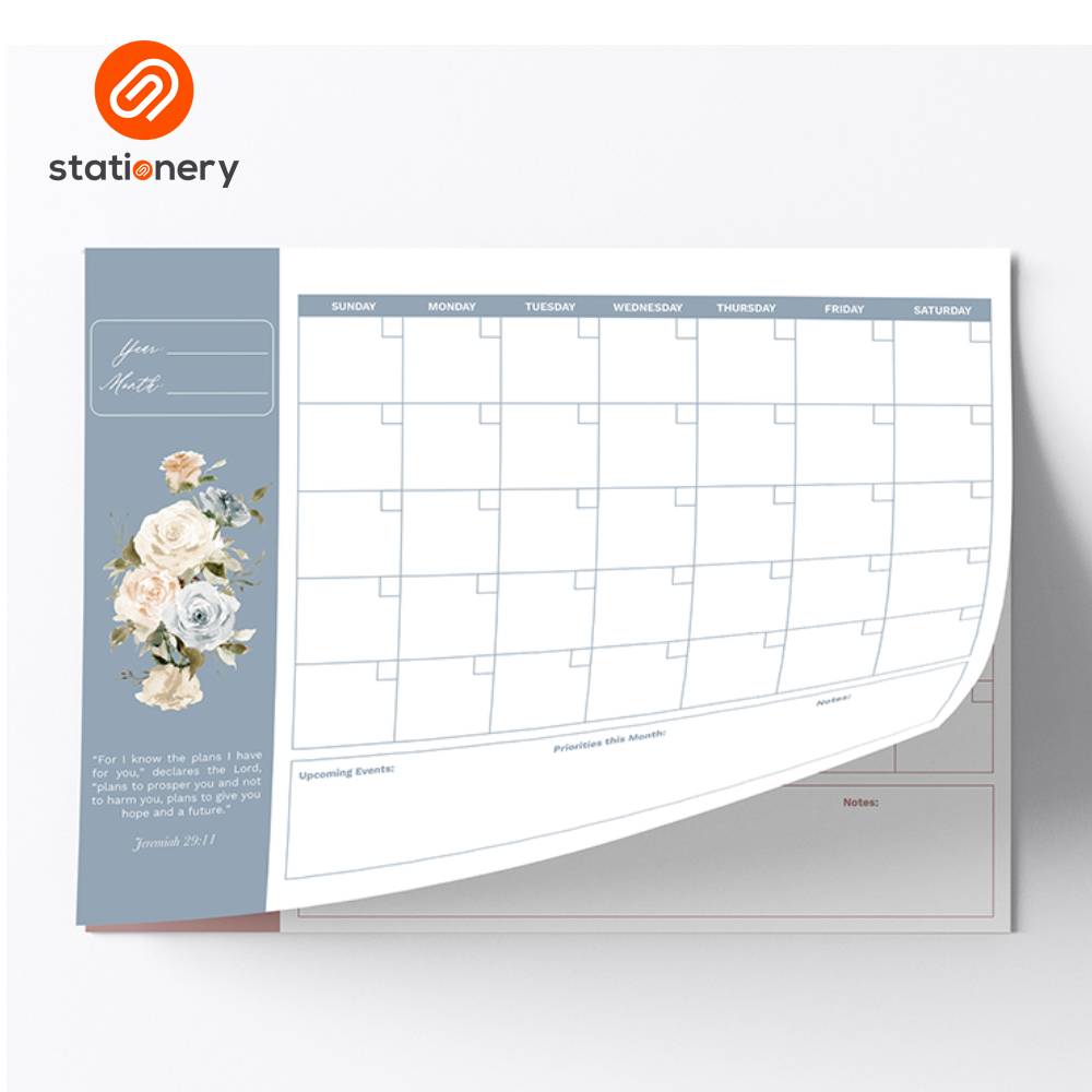 2026 Undated Monthly Deskpad Planner Florals & Verses 9.8" x 13.9"-zoom-1