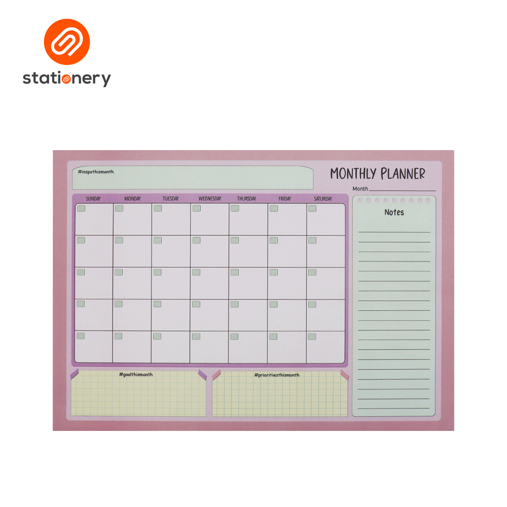 Deskpad Monthly Planner A4 - Pink