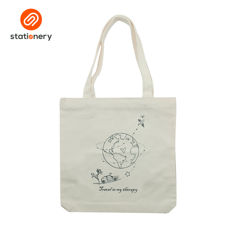 Canvas Tote Bag with Zipper - Minimalist Graphic Print-zoom-