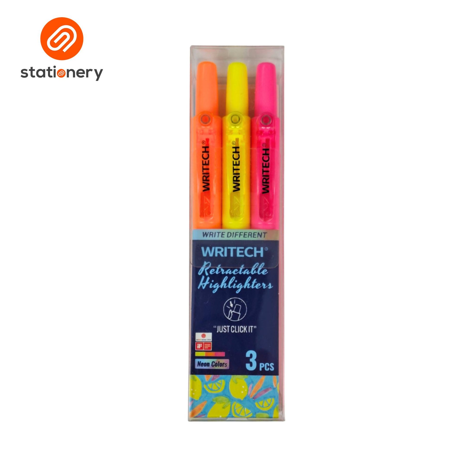 Writech Retractable Highlighters W-805N 3pcs per Set - Neon Colors-2
