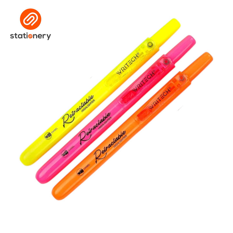 Writech Retractable Highlighters W-805N 3pcs per Set - Neon Colors-zoom-