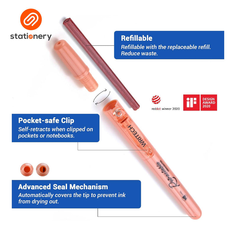 Writech Retractable Highlighters W-805N 3pcs per Set - Neon Colors-zoom-