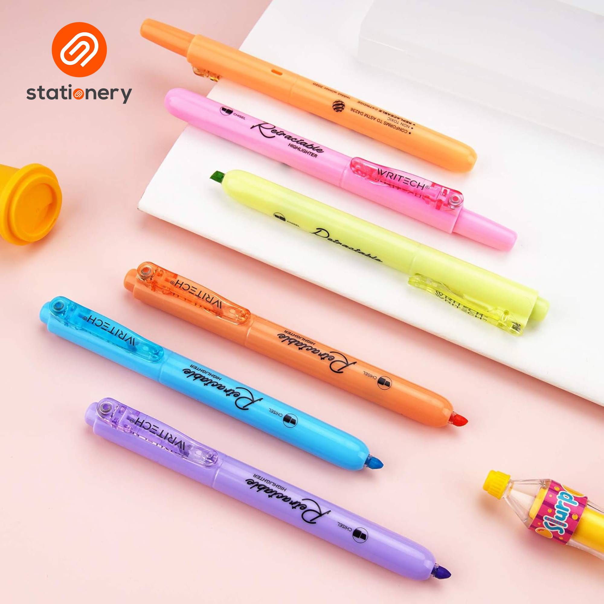 Writech Retractable Highlighters W-805N 3pcs per Set - Neon Colors-zoom-1