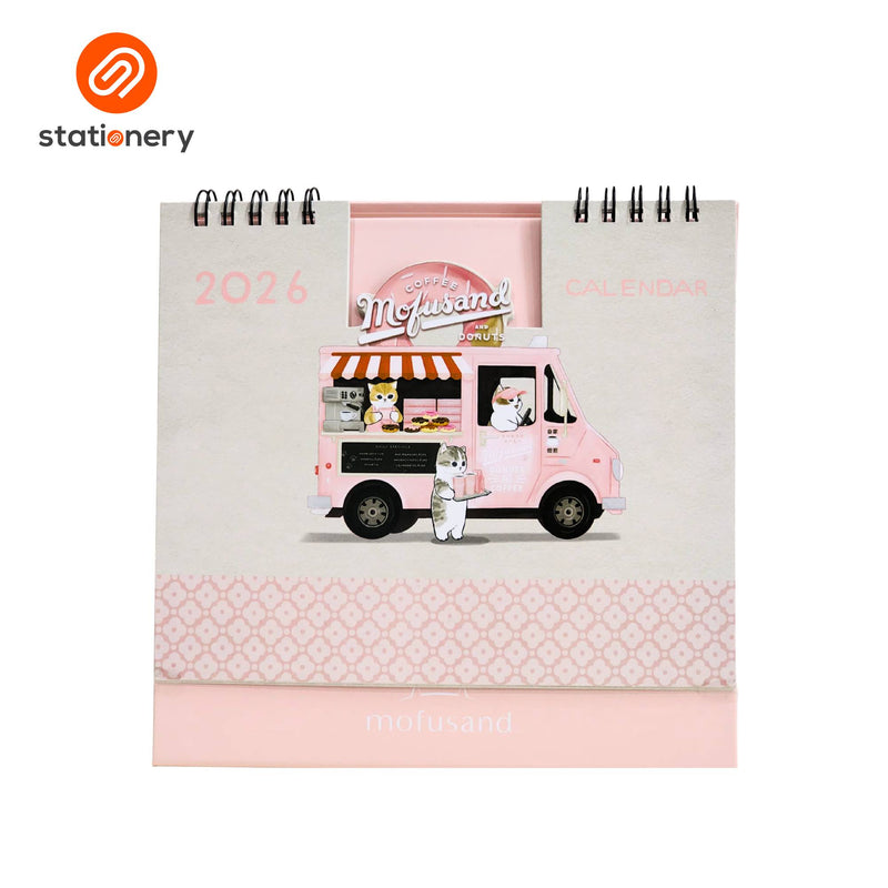 Mofusand 2026 Desk Calendar Coffee & Donuts - Pink-zoom-