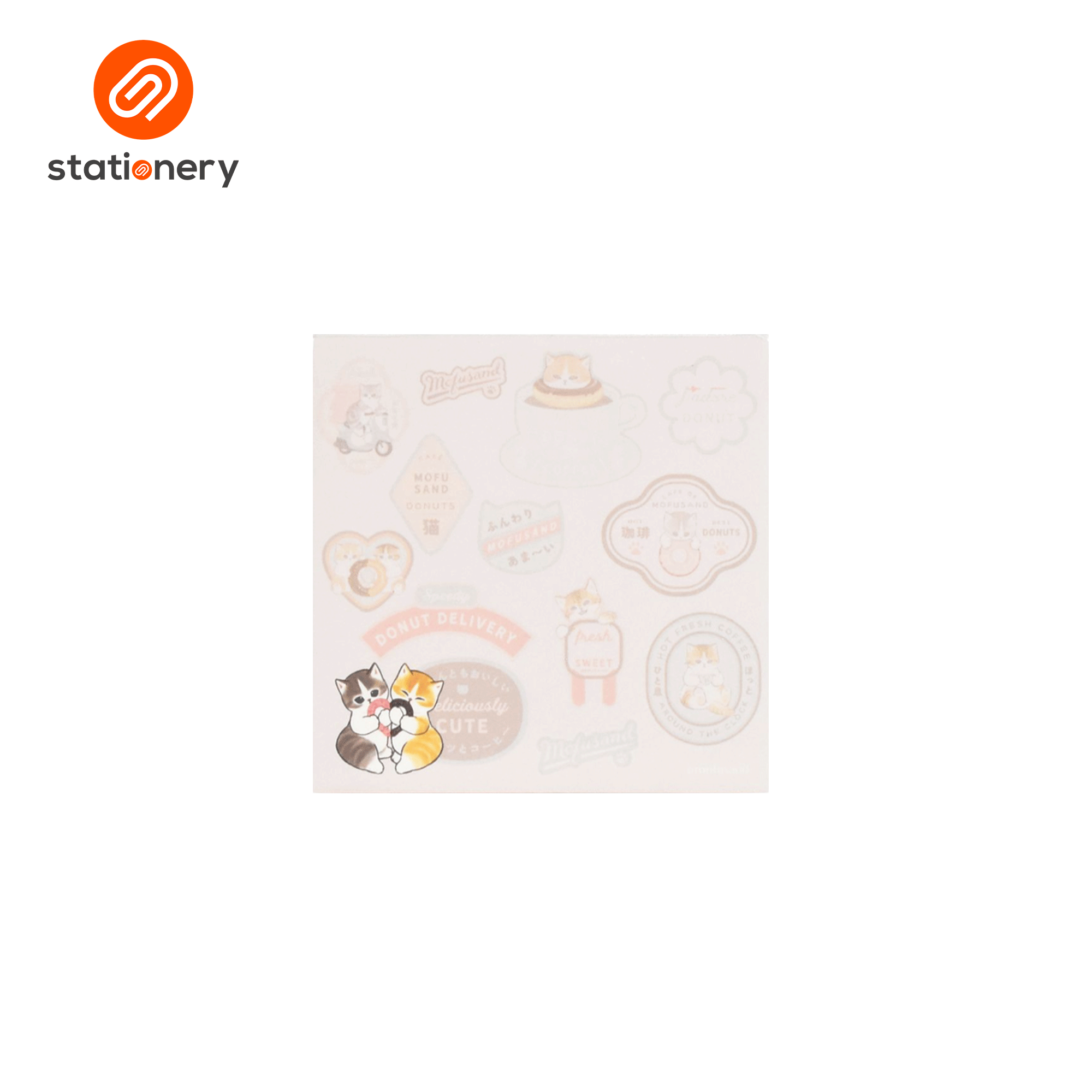 Mofusand Coffee & Donuts Memo Pad 360 Sheets 9x9cm - Pink-zoom-5