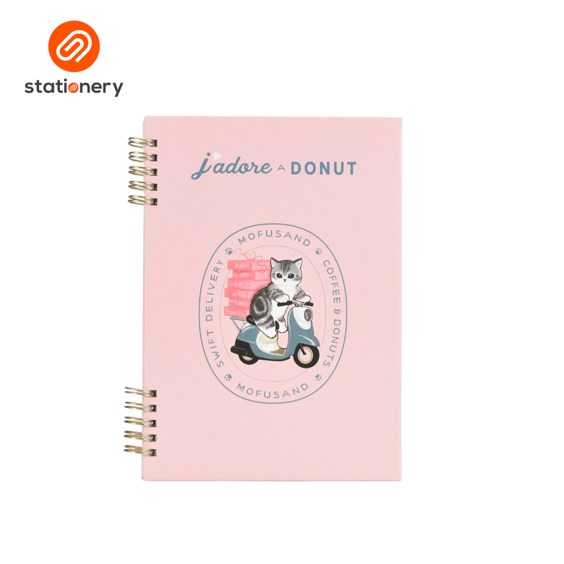 Mofusand Coffee & Donuts Spiral Notebook A5 80 Sheets - Pink-zoom-