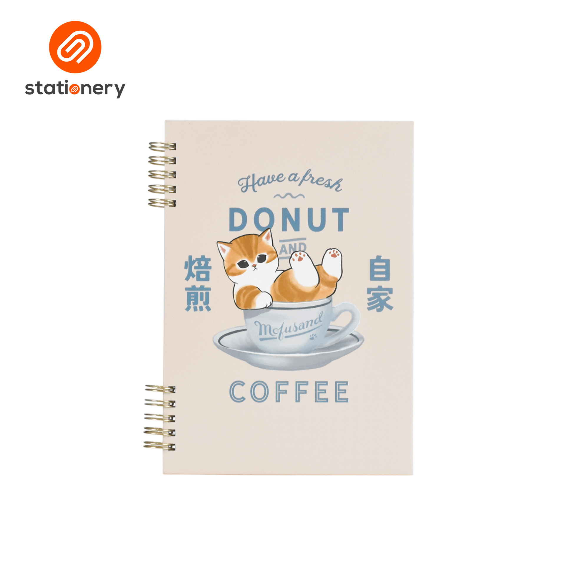Mofusand Coffee & Donuts Spiral Notebook A5 80 Sheets - Pink-4