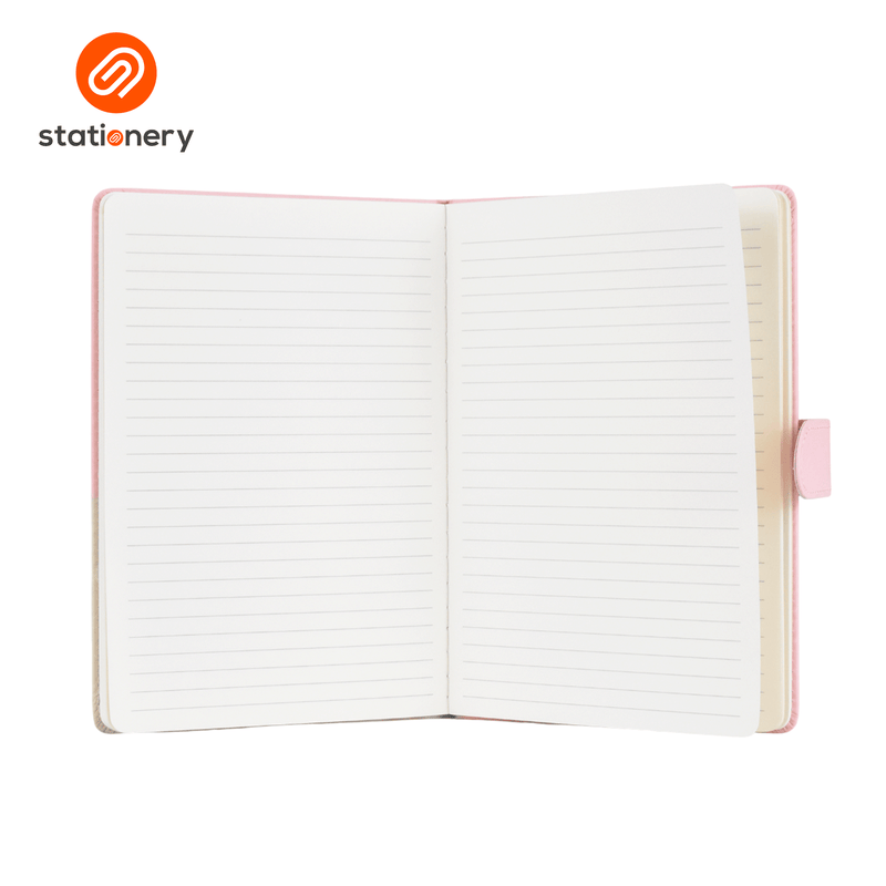 Mofusand Coffee & Donuts PU Hard Cover Ruled A5 Notebook with Magnetic Closure - Pink-zoom-